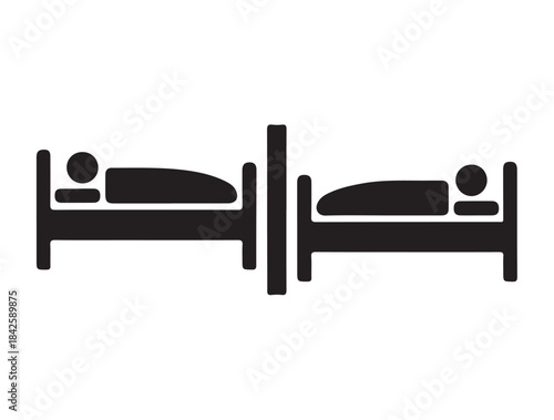 Semi Private Room in silhouette white background.