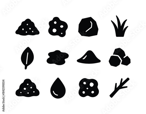 Earth Elements Icons. Earth elements. Solid icon set of earth el