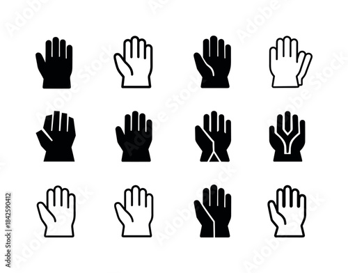 PPE Logo Variations. PPE gear laid out on table. Icon set. Set L