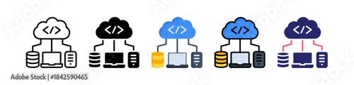 Cloud Server Multiple Style Icon Set Collection. 