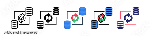 Data Sync Multiple Style Icon Set Collection. 