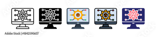Virtual Machine Multiple Style Icon Set Collection. 