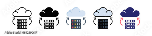 Cloud Migration Multiple Style Icon Set Collection. 