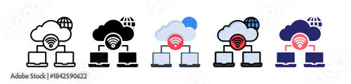 Cloud Network Multiple Style Icon Set Collection. 