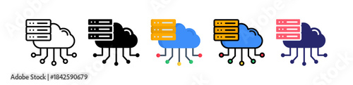 Cloud Hosting Multiple Style Icon Set Collection. 
