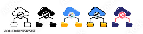 Cloud Sharing Multiple Style Icon Set Collection. 