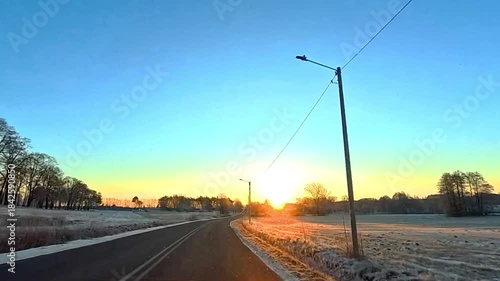 sunset on the road