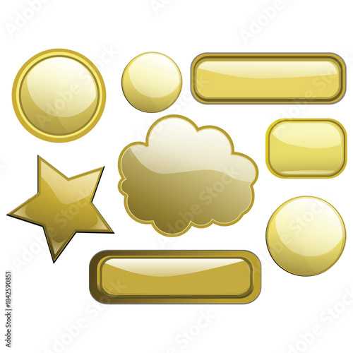 Glossy Gold Shape Icons for Luxury UI and Badge Design