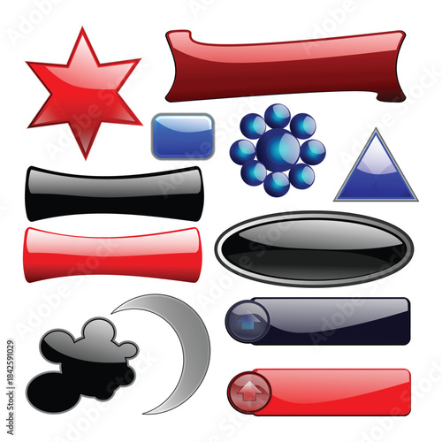 Glossy UI Button and Shape Icons for Web Design