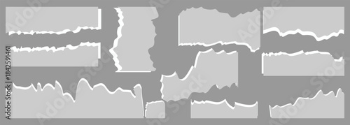 Torn paper set vector, layered. Vector illustration . Torn sheets of paper with jagged edges. Collection realistic ripped pieces of scrap papers.