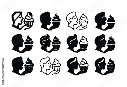 Dessert Logo Variations. Savoring the First Bite of a Delicious