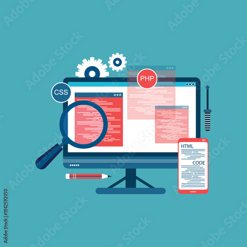 Software, web development, programming concept