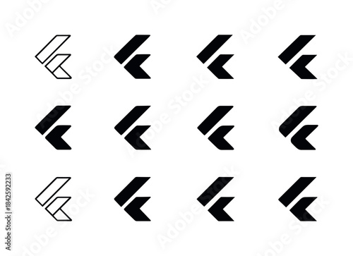 Flutter Logo Variations. Flutter. Icon set. Set Logo of Flutter: