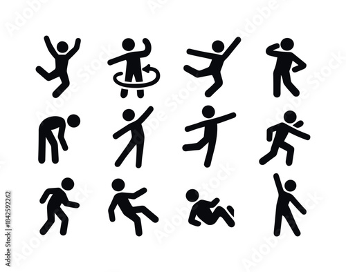 Dance Moves Icons. Dance movements. Solid icon set of dance move