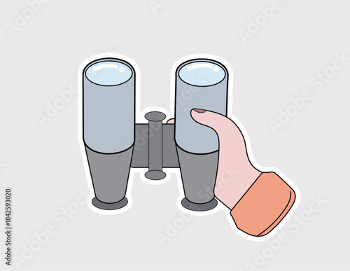 Binoculars Hand Vector for searching, exploration, and future vision. Ideal for business strategy, foresight, research, or travel themes