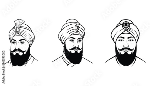 Illustrations of sikh men s turban styles