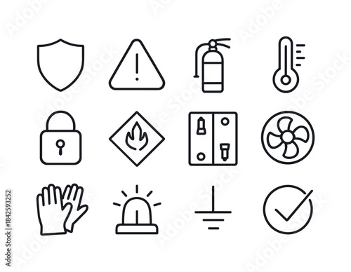Safety Icon Set. Storage safety. Line icon set of storage safety