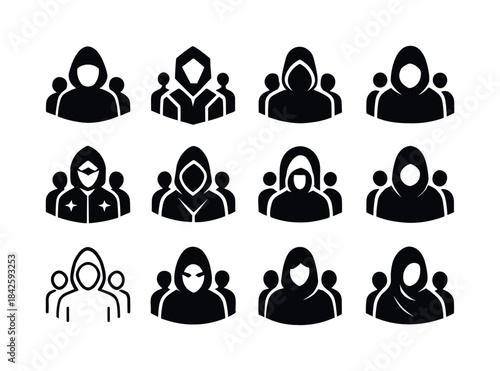 Mysterious Figures Logos. Mysterious figures in the crowd. Icon