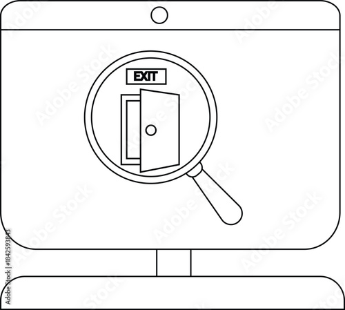 Exploring the Concept of Exit with a Magnifying Glass on a Computer Screen
