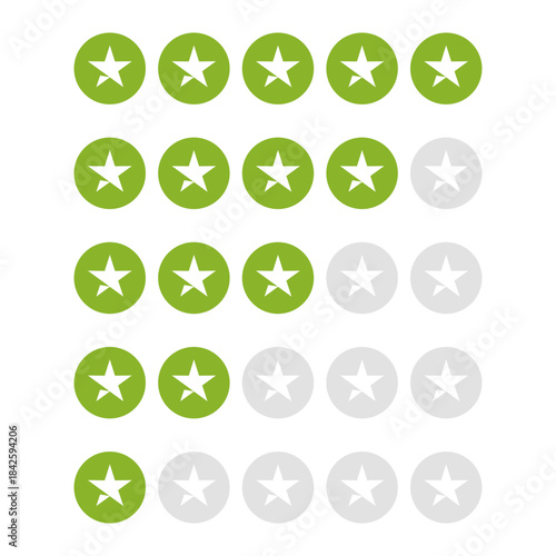 Five star rating icon set collection in flat style. Customer product rating vector illustration on isolated background. Feedback sign business concept.