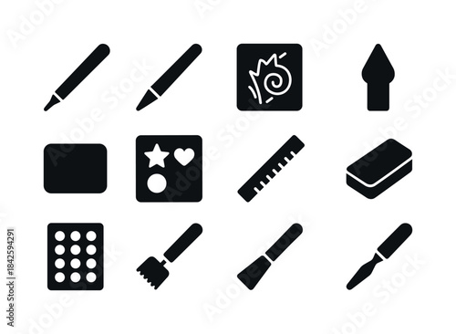 Scratch Art Tools. Scratch art tools. Solid icon set of scratch