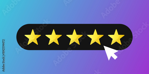Five star rating icon in flat style. Customer product rating vector illustration on isolated background. Feedback sign business concept.