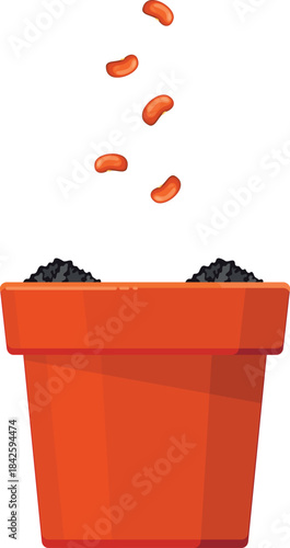 A pot with beans falling out of it