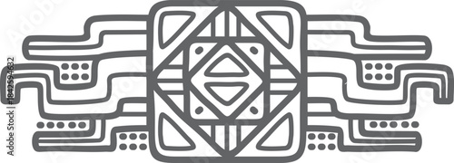 A black and white drawing of a square with a triangle on it