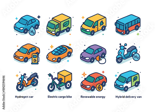 Colorful Alternative Fuel Vehicles. Alternative fuel vehicles. C