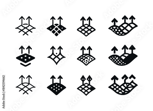 Smart Textile Icons. Smart textiles for athletes. Icon set. Set