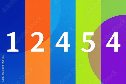 Colorful Numerals: A vibrant display of numerals in a playful composition, the numbers arranged across a series of vividly colored backgrounds.