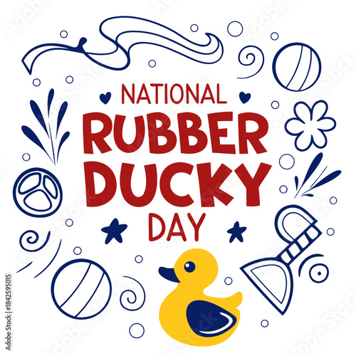 NATIONAL RUBBER DUCKY DAY vector illustration isolated on white background