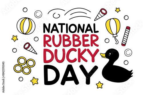 NATIONAL RUBBER DUCKY DAY vector illustration isolated on white background