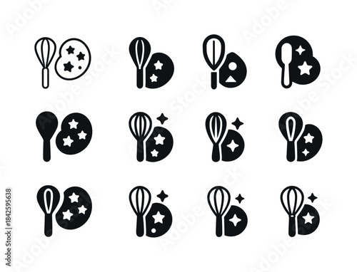 Holiday Baking Icons. Baking holiday treats. Icon set. Set Logo