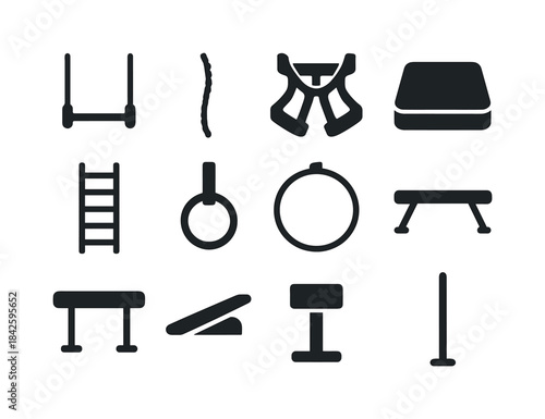 Acrobat Equipment Icons. Acrobat equipment. Solid icon set of ac