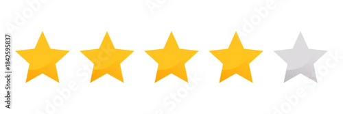 Five star rating icon in flat style. Customer product rating vector illustration on isolated background. Feedback sign business concept.