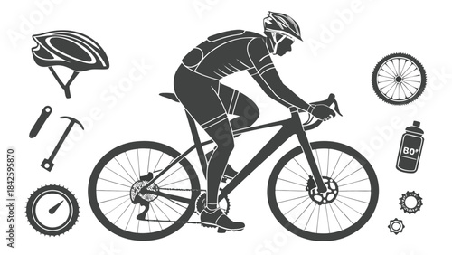 Cycling and Outdoor Sports Icon Bundle.
