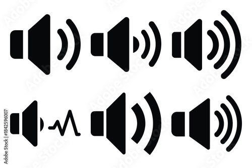 Set of volume high icon silhouette vector art illustration