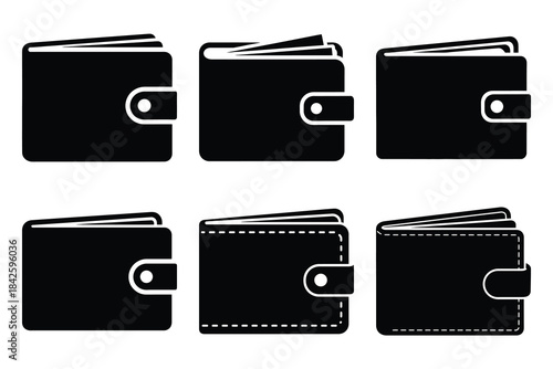 Set of wallet icon silhouette vector art illustration