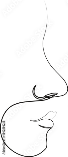  Fusion of human nose and lip clean black line art.