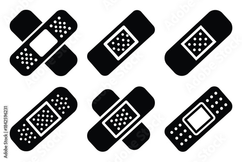 Set of bandage icon silhouette vector art illustration