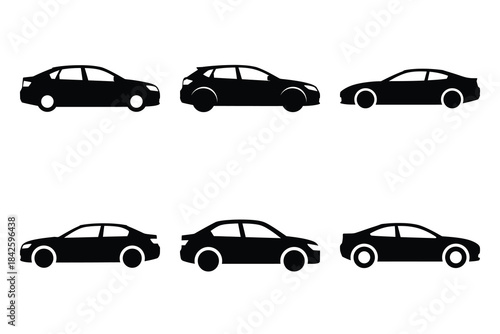 Set of car icon silhouette vector art illustration