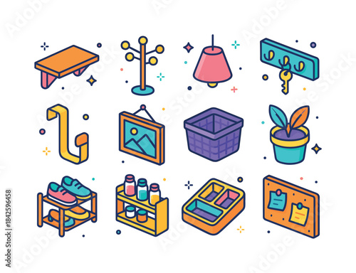 Colorful DIY Icons. Home DIY. Colorful isometric vector icons se