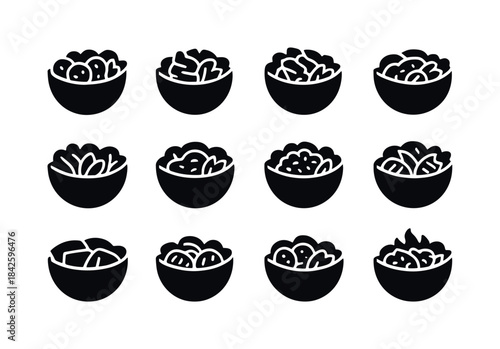 Stuffed Pita Icons. Stuffed pita pockets. Solid icon set of stuf