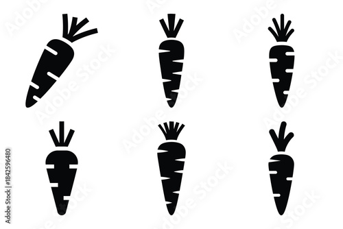 Set of carrot icon silhouette vector art illustration