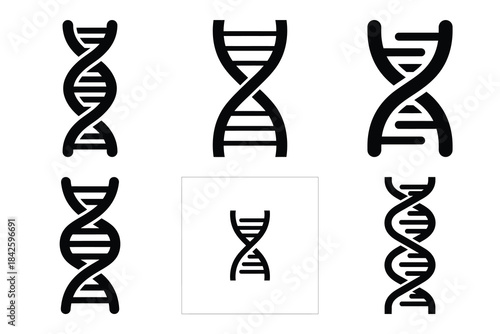 Set of dna icon silhouette vector art illustration