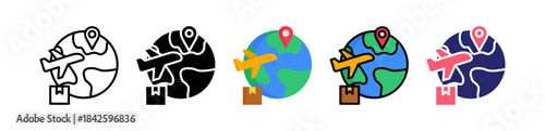Global Shipping Multiple Style Icon Set Collection. 