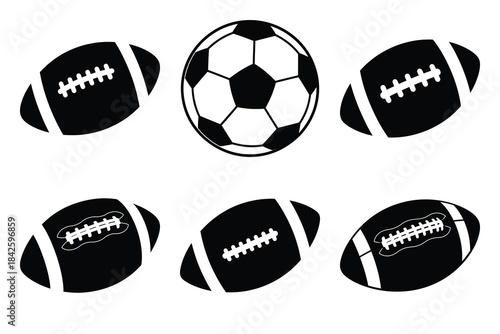 Set of football icon silhouette vector art illustration