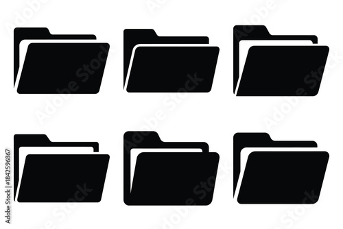 Set of folder icon silhouette vector art illustration