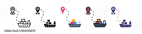 Shipping Route Multiple Style Icon Set Collection. 